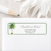 ウォーターカラーパームエレガントツリモダンシック結婚ズ ラベル (インサイチュ)