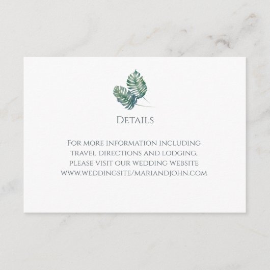 ウォーターカラーパームズと石板結婚ズ エンクロージャーカード (正面)