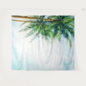 ウォーターカラーパームズトロピカルビーチ タペストリー (正面(横))