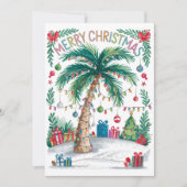 ウォーターカラーパームツリーキストマスカード シーズンカード (正面)