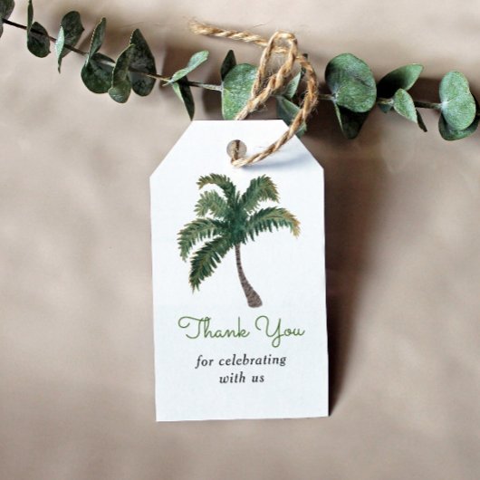 ウォーターカラーパームツリーサンキュー ギフトタグ
