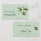 ウォーターカラーパームツリーズトロピカルテーマ 名刺 (正面/裏面)
