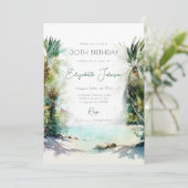 ウォーターカラーパームツリーズ誕生日招待状 招待状 (スタンド正面)