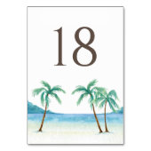 ウォーターカラーパームツリートロピカルビーチ結婚式 テーブルナンバー (正面)