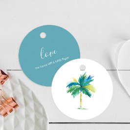 ウォーターカラーパームツリートロピカルメッセージカード フェイバータグ