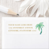 ウォーターカラーパームツリービーチアイランド差出人住所 ラベル (インサイチュ)