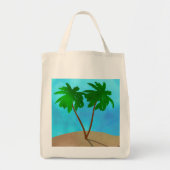 ウォーターカラーパームツリービーチシーンコラージュ トートバッグ (正面)