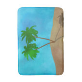 ウォーターカラーパームツリービーチシーンコラージュ バスマット (正面縦)