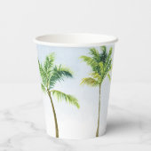 ウォーターカラーパームツリービーチ結婚式 紙コップ (裏面)