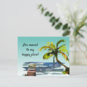 ウォーターカラーパームツリーマイハッピーに移動 案内ポストカード (スタンド正面)