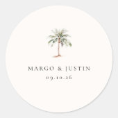 ウォーターカラーパームツリー封筒用シール ラウンドシール (正面)