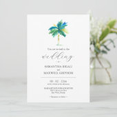 ウォーターカラーパームツリー結婚式招待状 (スタンド正面)