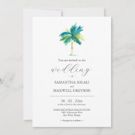 ウォーターカラーパームツリー結婚式招待状
