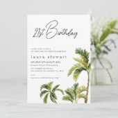 ウォーターカラーパームツリー21st誕生日招待状 招待状 (スタンド正面)