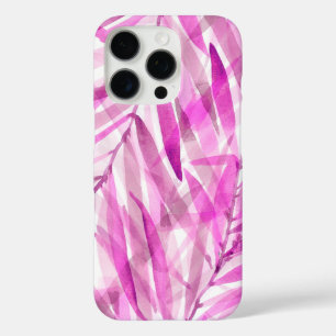 ウォーターカラーパームハワイアントロピカルイン明るい赤紫色 iPhone 16 PROケース