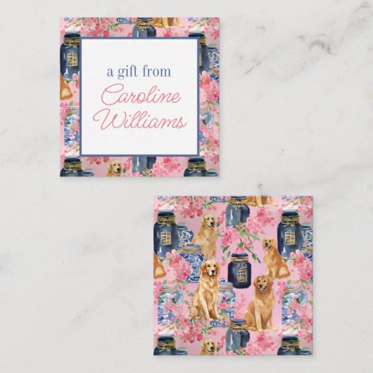 ウォーターカラーパームビーチゴールデンレトリバージンジャージャー ノートカード (正面/裏面)