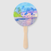 ウォーターカラーパームビーチサンセット ハンドファン (裏面)