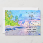 ウォーターカラーパームビーチ結婚サンセット 招待状 (正面)