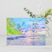 ウォーターカラーパームビーチ結婚サンセット 招待状 (スタンド正面)