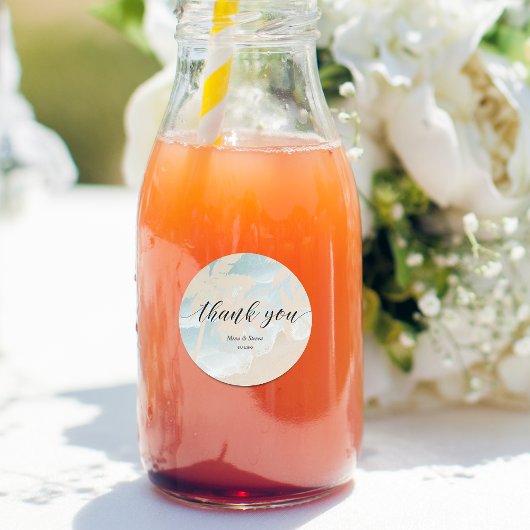 ウォーターカラーパームビーチ結婚式サンキュー ラウンドシール