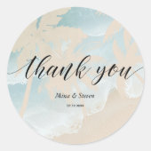 ウォーターカラーパームビーチ結婚式サンキュー ラウンドシール (正面)