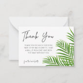 ウォーターカラーパームブライドバチェロレッテありがとう ノートカード (正面)