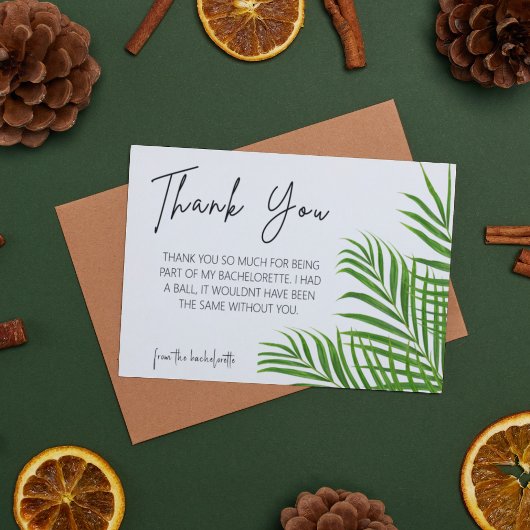 ウォーターカラーパームブライドバチェロレッテありがとう ノートカード
