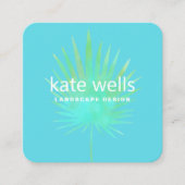 ウォーターカラーパームブランチトロピカルランドスケープデザイン スクエア名刺 (正面)