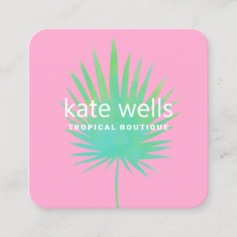 ウォーターカラーパームリーフトロピカルアパレルブティック スクエア名刺