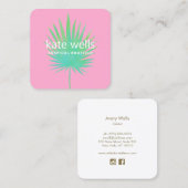 ウォーターカラーパームリーフトロピカルアパレルブティック スクエア名刺 (正面/裏面)