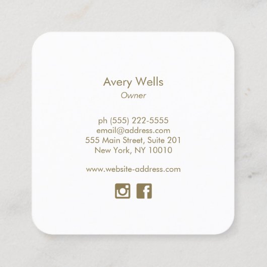 ウォーターカラーパームリーフトロピカルアパレルブティック スクエア名刺 (裏面)