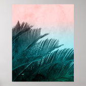 ウォーターカラーパーム葉トロピカルアート ポスター (正面)