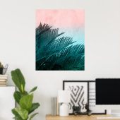 ウォーターカラーパーム葉トロピカルアート ポスター (ホームオフィス)