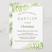 ウォーターカラーパーム葉ビーチボーバプティスマ招待状 招待状 (正面/裏面)