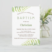 ウォーターカラーパーム葉ビーチボーバプティスマ招待状 招待状 (スタンド正面)