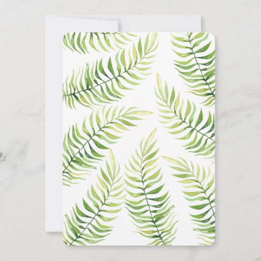 ウォーターカラーパーム葉ビーチボーバプティスマ招待状 招待状 (裏面)