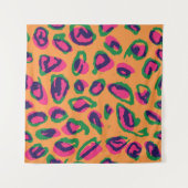 ウォーターカラーヒョウアニマルプリントイラストレーションパッテ タペストリー (正面(横))