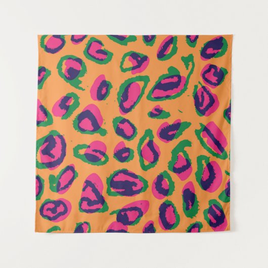 ウォーターカラーヒョウアニマルプリントイラストレーションパッテ タペストリー (正面)