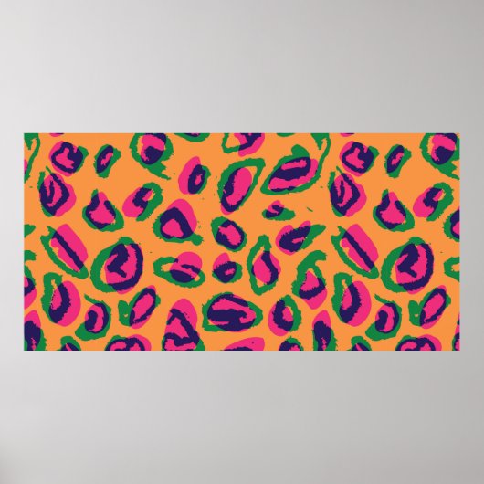 ウォーターカラーヒョウアニマルプリントイラストレーションパット ポスター (正面)