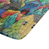 ウォーターカラーヒルサイドビレッジウィズハカラフルウス カッティングボード (角)