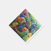 ウォーターカラーヒルサイドビレッジウィズハカラフルウス スタンダードカクテルナプキン (角)