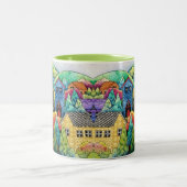 ウォーターカラーヒルサイドビレッジウィズハカラフルウス ツートーンマグカップ (中央)