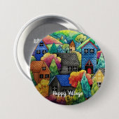 ウォーターカラーヒルサイドビレッジウィズハカラフルウス 缶バッジ (正面&裏面)