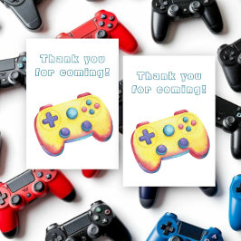 ウォーターカラービデオゲームキッズの誕生日 サンキューカード