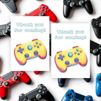 ウォーターカラービデオゲームキッズの誕生日 サンキューカード