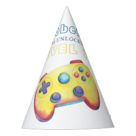 ウォーターカラービデオゲームキッズの誕生日 パーティーハット