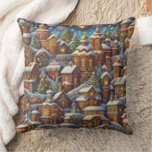 ウォーターカラービレッジクリスマスモティフスホリデー クッション (ブランケット)