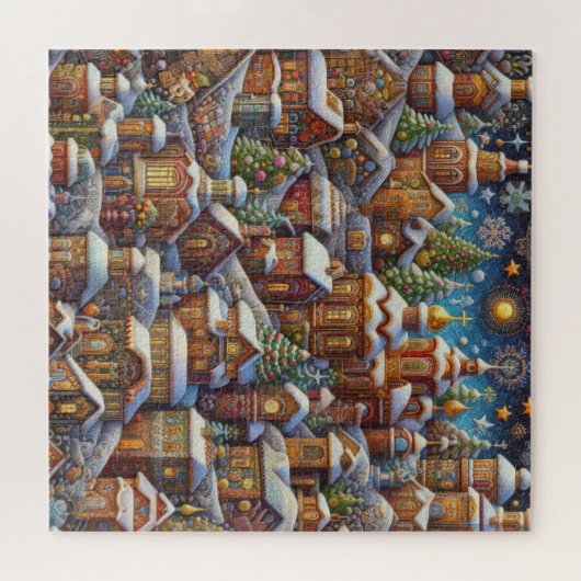 ウォーターカラービレッジクリスマスモティフスホリデー ジグソーパズル (横)