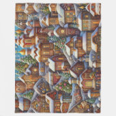 ウォーターカラービレッジクリスマスモティフスホリデー フリースブランケット (正面)