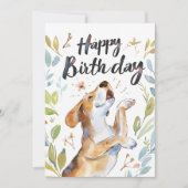 ウォーターカラービーグルドッグ誕生日 シーズンカード (正面)